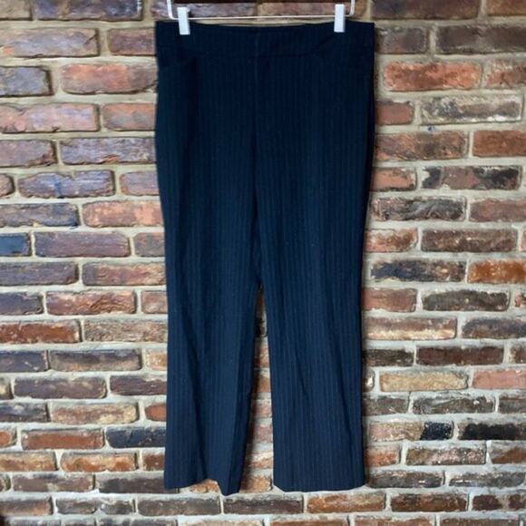 Rafaella Black & White Pinstripe Wide Leg Dress Pant Trousers Women's Size 10 - Picture 1 of 12